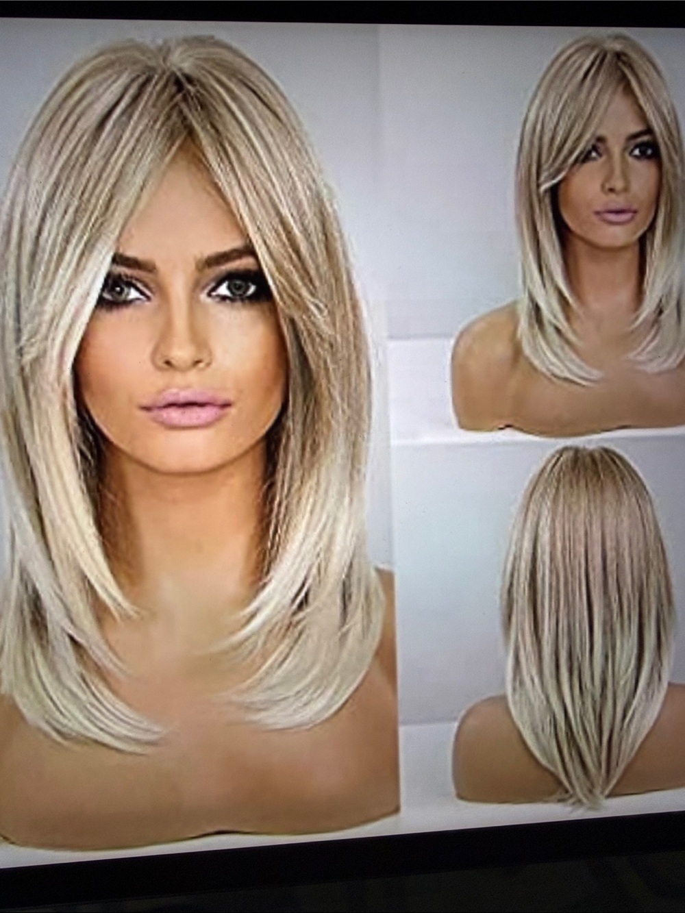 Blonde Layered Medium Wig - Natural Straight Style